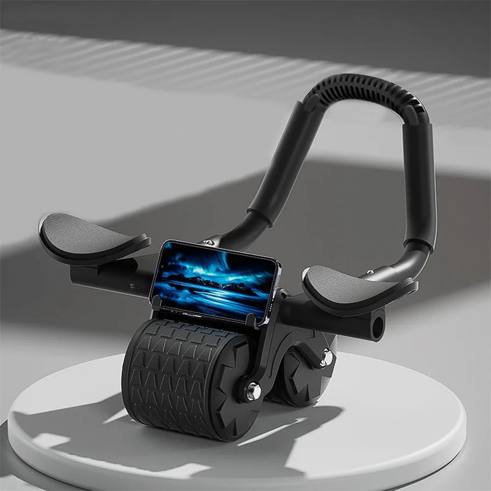 2025 New with Timer Ab Abdominal Exercise Roller Elbow Support, Abs Roller Wheel Core Exercise Equipment, Automatic Rebound Abdominal Wheel(Black)