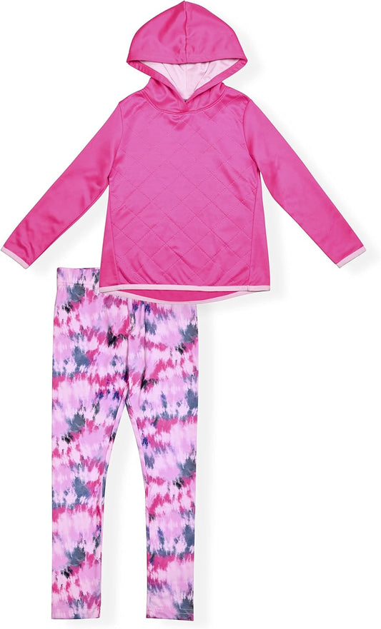 Girls Leggings and Fleece Hooded Sweatshirt Hoodie 2 Piece Set